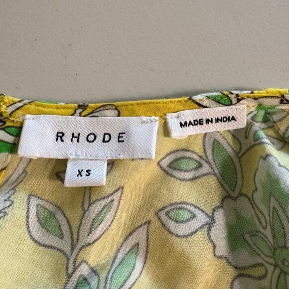Rhode Yellow Eden Ella Long Sleeve Floral Bird Print Mini Dress Size XS - Picture 4 of 6